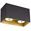 Barbara zwart en goud plafondlicht zwart / goud rechthoek 2xGU10 excl (max 50W)