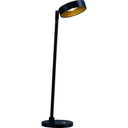 Lámpara de mesa Bora LED negra y dorada 12,5W