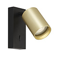 Tabor 1L wandlamp GU10 (excl) zwart + geborsteld goud met schakelaar