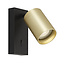 Fantasia Aplique de pared Fantasia Tabor, casquillo GU10 (excl.), negro y oro cepillado, aluminio, 145 x 60 x 130 mm, IP20, con interruptor