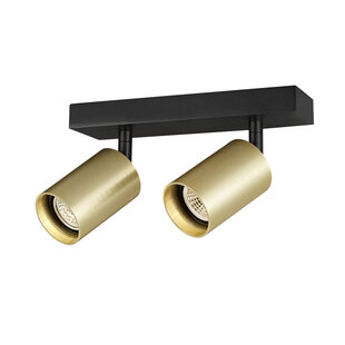 Tabor 2L GU10 (excl) zwart + geborsteld goud, spot