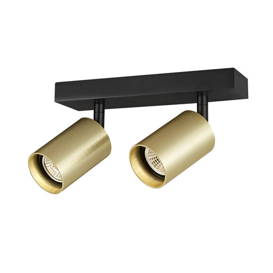 Tabor 2L GU10 (excl) zwart + geborsteld goud, spot