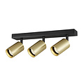 Fantasia Fantasia Tabor plafondspot 3-lichts, zwart met geborsteld goud, aluminium, GU10 fitting excl. lichtbron