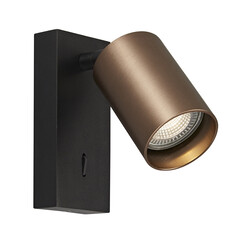 Tabora 1L wall lamp GU10 (excl) black + brushed bronze with switch