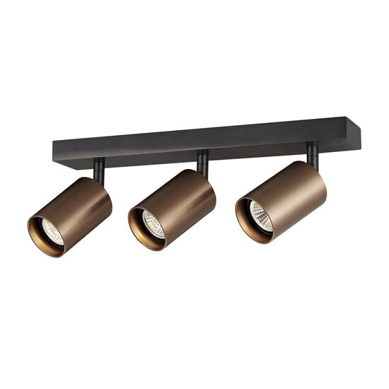 Fantasia Taboo spot plafonnier 3 points lumineux, GU10 (excl.), aluminium noir et bronze brossé, 350 x 145 x 60 mm, IP20, dimmable