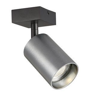 Tabore 1L GU10 (excl) zwart + geborsteld staal, spot