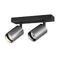 Fantasia Fantasia Tabore GU10 foco de techo con 2 puntos de luz, negro y acero cepillado, aluminio, IP20, sin bombilla