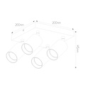 Fantasia Fantasia Tabore 4L quadratischer Aufbaustrahler, GU10 (exkl.), Aluminium, schwarz/gebürsteter Stahl, IP20, 200x200x145 mm