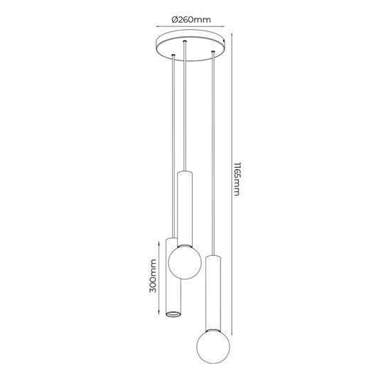 Taboros 3L hanging lamp 3L 1xGU10 (excl) 2xE27 (excl) black + brushed steel