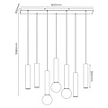 Fantasia Fantasia Taboron hanglamp, 7 lichtpunten (4x GU10 + 3x E27, excl. lichtbron), aluminium zwart en geborsteld brons