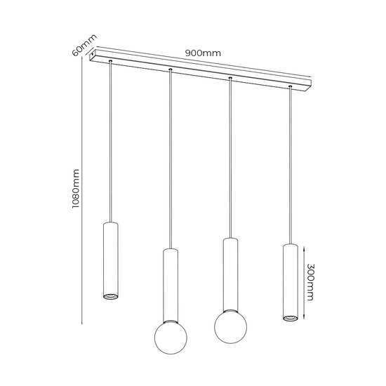 Taboro 4L hanging lamp 2xGU10 (excl) 2xE27 (excl) black + brushed gold
