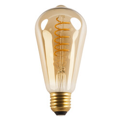 E27 LED Decor Spiral ST64 5W Amber 2200K Dimbaar