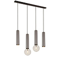 Fantasia Lámpara colgante Fantasia Taboro, 4 luces, aluminio, negro y acero cepillado, 2x GU10 y 2x E27