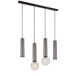 Taboros 4L hanglamp 2xGU10 (excl) 2xE27 (excl) zwart + geborsteld staal