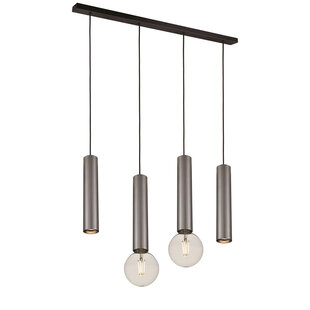 Suspension Fantasia Taboro 4 lumières noir et acier brossé
