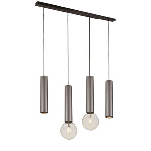 Taboros 4L hanging lamp 2xGU10 (excl) 2xE27 (excl) black + brushed steel