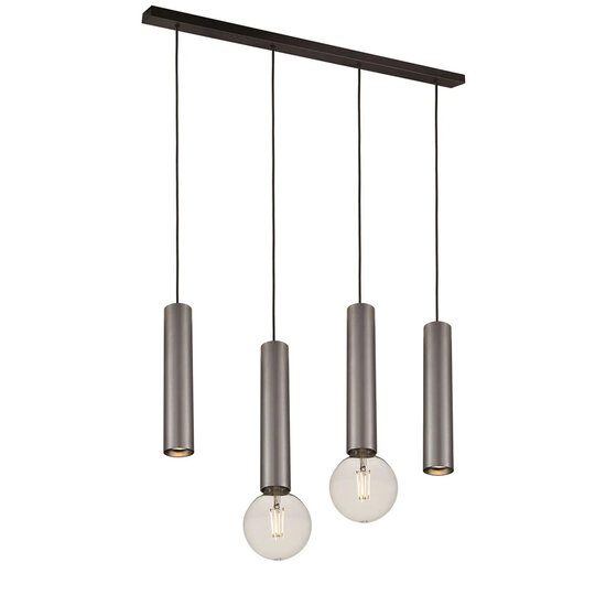 Fantasia Lámpara colgante Fantasia Taboro, 4 luces, aluminio, negro y acero cepillado, 2x GU10 y 2x E27