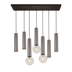 Taboros 7L hanging lamp 4xGU10 (excl) 3xE27 (excl) black + brushed steel