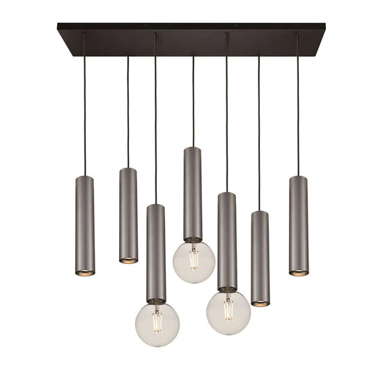 Hängelampe Taboros 7L 4xGU10 (exkl.) 3xE27 (exkl.) Schwarz + gebürsteter Stahl