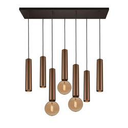 Lampe à suspension Taboron 7L 4xGU10 (excl) 3xE27 (excl) noir + bronze brossé