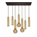 Fantasia Fantasia Taboro Pendelleuchte mit 7 Lichtpunkten (4x GU10 + 3x E27, exkl.), Aluminium, schwarz und gebürstetes Gold, IP20