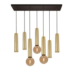 Taboro 7L hanglamp 4xGU10 (excl) 3xE27 (excl) zwart + geborsteld goud