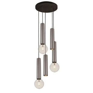 Taboros 5L hanglamp 5L 2xGU10 (excl) 3xE27 (excl) zwart + geborsteld staal