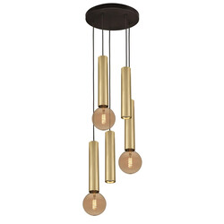 Suspension Fantasia Taboro 5L noir et or brossé, 5 lumières