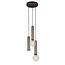 Fantasia Fantasia Taboros Pendelleuchte, 3 Lichtpunkte (1x GU10 + 2x E27, exkl.), Schwarz/gebürsteter Stahl, Ø260 mm, IP20