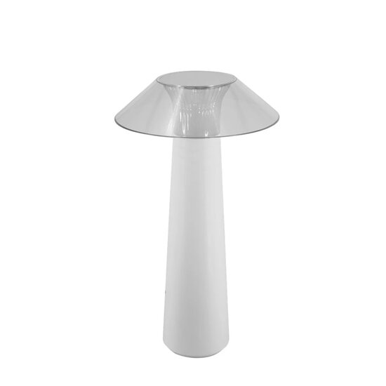 Fantasia FAR wiederaufladbare LED-Tischlampe, weißer Kunststoff, IP44, 1,6W / 170 Lumen, 282 mm hoch