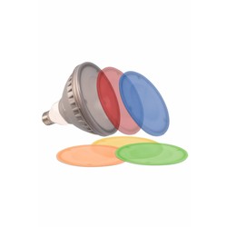 Bombilla LED color PAR38 18W con almohadillas de diferentes colores