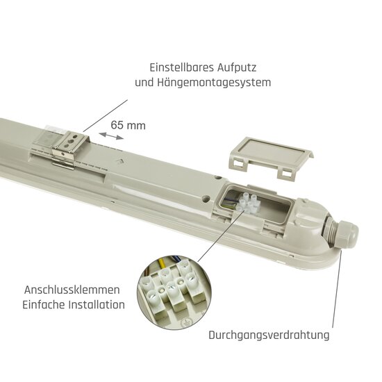 1,2 m wasserdichte Beleuchtung 38 W NW oder CW 6600 lm einfach anzuschließen