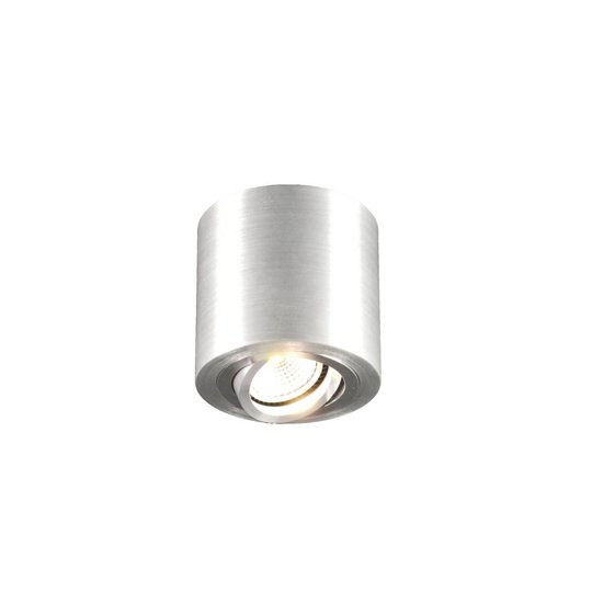 Fantasia Olala surface-mounted spot, round, brushed grey aluminum, adjustable, GU10, 90 mm, bulb not included