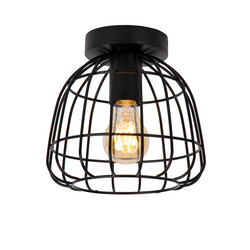 Felix black ceiling lamp metal cage 1x E27