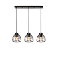 Felix long black hanging lamp with 3 metal cages E27
