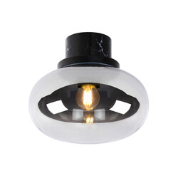 Lorenzo brass and marble ceiling lamp bathroom with fumed glass 1x E27