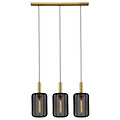Carine long black with brass hanging lamp 3x E27