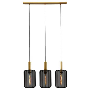 Carine long black with brass hanging lamp 3x E27