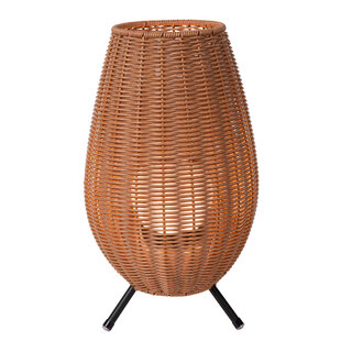 Lámpara de mesa inalámbrica recargable de mimbre impermeable color natural Nicolette con LED 3W