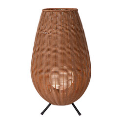 Lámpara de mesa inalámbrica recargable de mimbre resistente al agua color natural Nicole con LED 3W