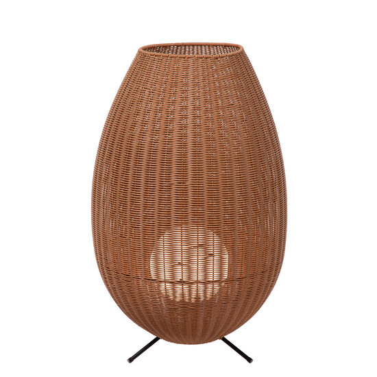 Lampe de table sans fil rechargeable en osier imperméable de couleur naturelle Nico avec LED 3W