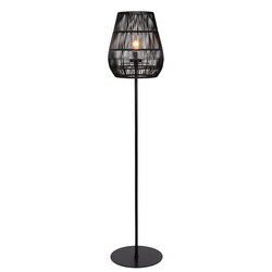 Dany dark black floor lamp wicker with long cable for outdoor use E27
