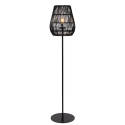 Lampadaire Dany noir foncé en osier avec long câble pour extérieur E27