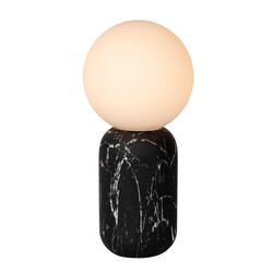 Lampe de table Marco E27 marbre noir et verre blanc mat E27