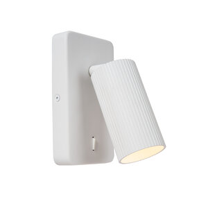 Cleo white ribbed tube wall lamp GU10