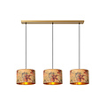 Floreo hanglamp lang kleurig met goud binnenin 3x E27