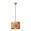 Floreo kleine ronde hanglamp kleurig met goud binnenin 1x E27