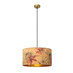 Floreo brede grote ronde hanglamp kleurig met goud binnenin 1x E27