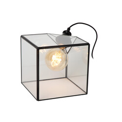Lampe de table Kuboro noire avec verre 1x E27