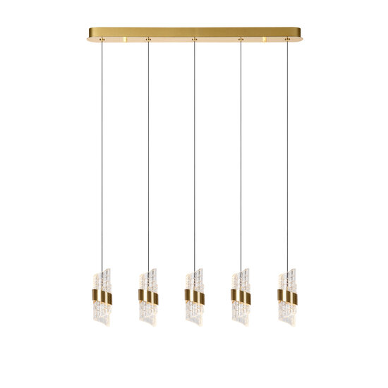 Adeline lange Hängelampe LED Dim. 5x7,8W 2700K Mattgold / Messing